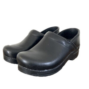 Dansko black leather professional nurses clogs shoes size EU 38